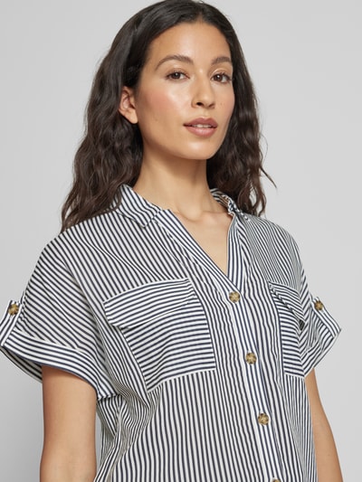 VERO MODA Regular Fit Hemdbluse aus reiner Viskose Modell 'BUMPY' Dunkelblau 3