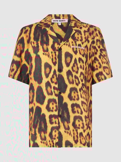 9N1M SENSE Slim fit vrijetijdsoverhemd van modalmix met korte mouwen Zwart - 1