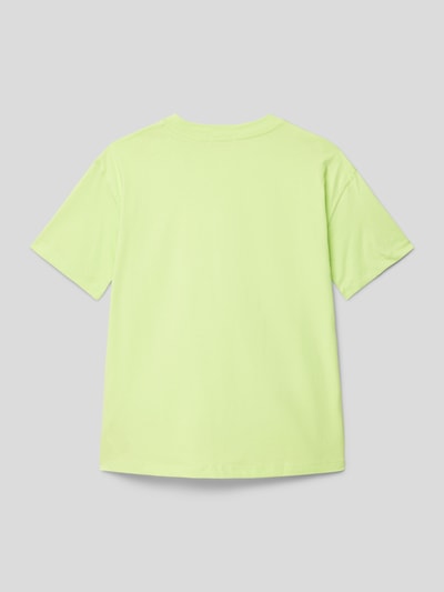 Calvin Klein Jeans T-shirt met labelstitching, model 'RAISED' Lichtgroen - 3