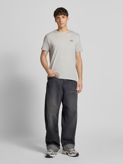 Alpha Industries T-shirt met labelprint en ronde hals Lichtgrijs - 1