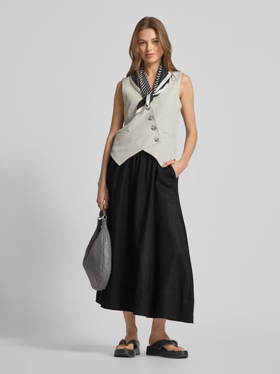 YAS Spódnica lniana z elastycznym pasem model ‘FLAXY’ Czarny 1