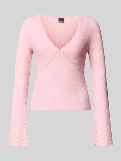 Gina Tricot Shirt met lange mouwen en V-hals Roze - 2