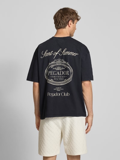 Pegador Oversized T-shirt met label- en statementprint, model 'Ramon' Zwart - 5