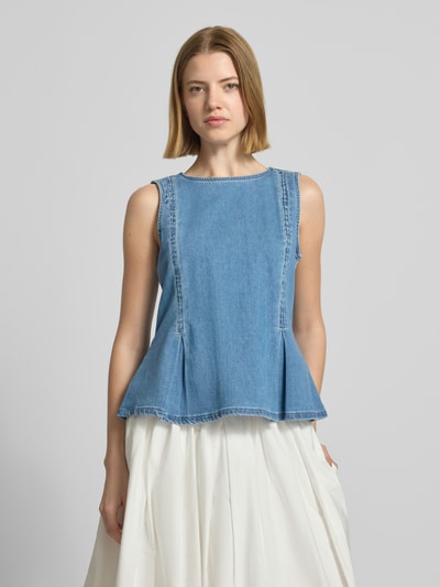 My Essential Wardrobe Top mit U-Boot-Ausschnitt Modell 'Lara' Blau 4