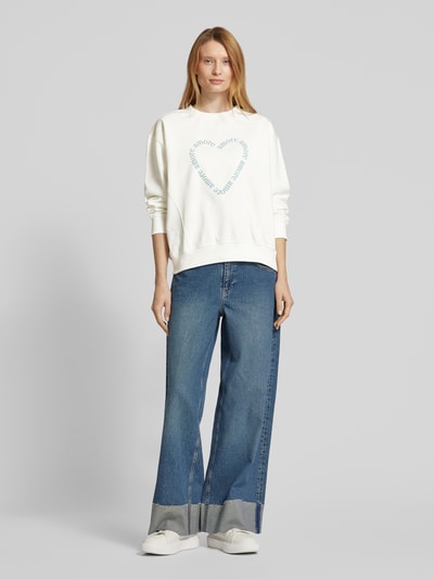 Tom Tailor Denim Comfort Fit Sweatshirt aus Baumwoll-Mix mit Schriftzug-Print Offwhite 1