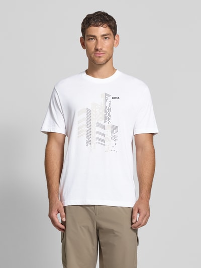 BOSS Green Regular Fit T-Shirt aus reiner Baumwolle Weiss 4