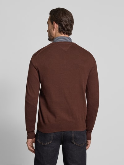 Tommy Hilfiger Regular fit pullover van een mix van katoen en kasjmier Donkerbruin - 5