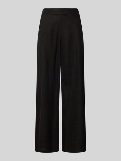 Produktfoto, Wide Leg Pants mit Eingrifftaschen Modell 'LINNO' von ICHI im Leinen-Viskose-Mix, ausgestellt, schwarz, glatte Textur