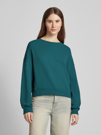 QS Oversized Sweatshirt mit Strukturmuster Modell 'Bubble' Petrol 4