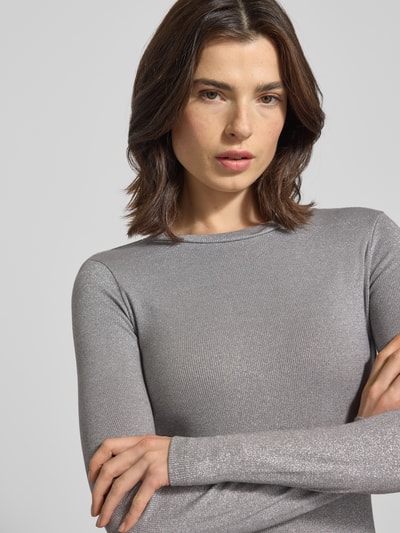 Vila Bluzka z długim rękawem o kroju slim fit z mieszanki wiskozy model ‘Eleinas’ Srebrny 3