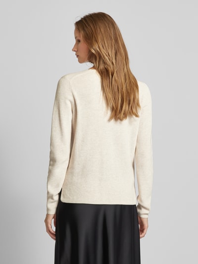 Christian Berg Woman Gebreide pullover met afgeronde V-hals Ecru gemêleerd - 5