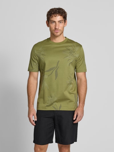 BOSS T-Shirt mit geripptem Rundhalsausschnitt Modell 'Taut' Lind 4