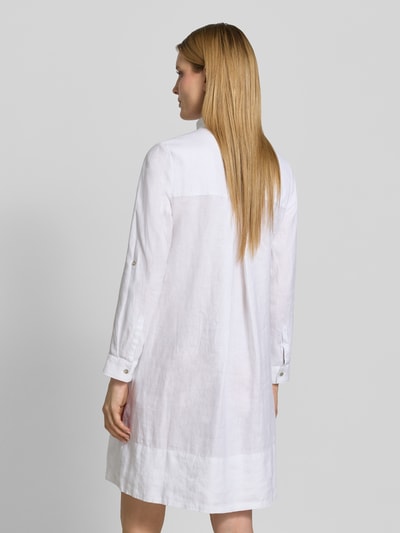 Christian Berg Woman Leinenkleid mit Stehkragen und kurzer Knopfleiste Weiss 5
