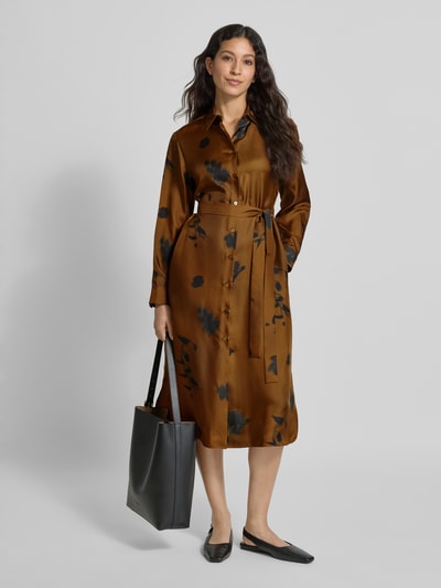 MM Sukienka koszulowa taliowana z czystego jedwabiu model ‘JADI’ Koniakowy 1