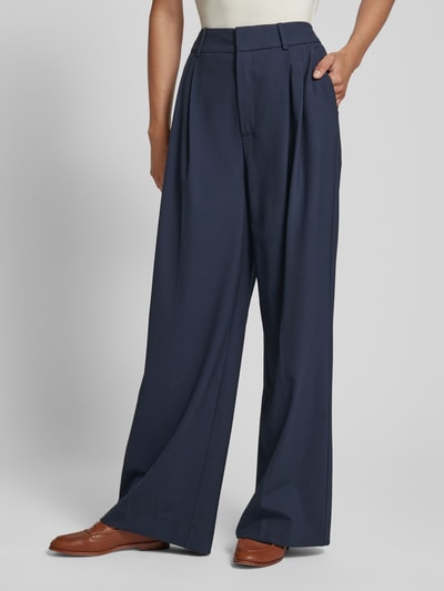 MOS MOSH Wide leg pantalon met bandplooien, model 'Kay Piet' Marineblauw - 4