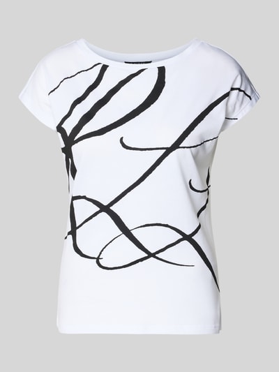 Produktfoto, Slim Fit T-Shirt mit Allover-Print Modell 'Grieta' von Lauren Ralph Lauren, weiß mit schwarzen abstrakten Linien, Baumwoll-Mix