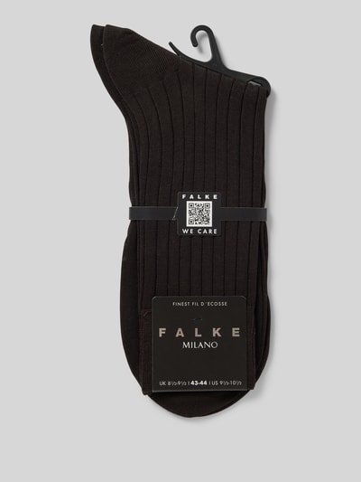 Falke Socken mit Label-Print Modell 'MILANO' Mittelbraun 3