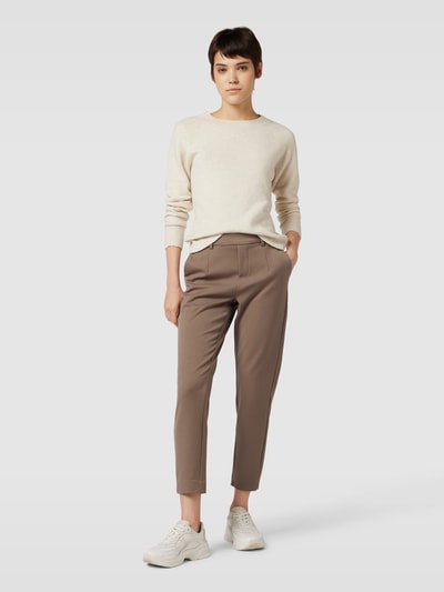 Object Slim fit stoffen broek met steekzakken, model 'Lisa' Taupe - 1