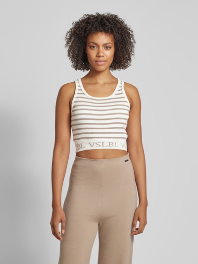 VILLA SOPHIE Crop Top mit elastischem Logo-Bund Taupe 4