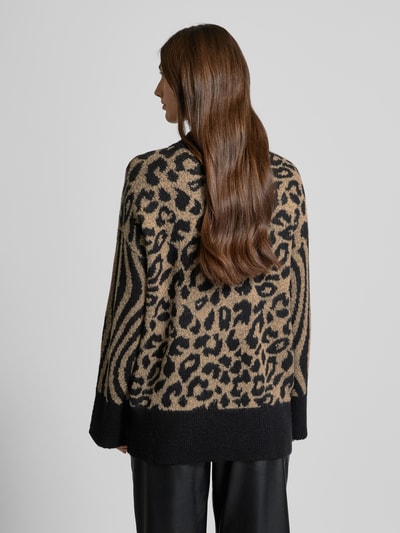 Vero Moda Regular Fit Strickpullover mit Animal-Print Modell 'MARS' Black 5