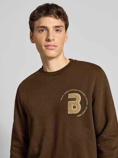 Blend Sweatshirt met labeldetail, model 'FLORIAN' Donkerbruin - 3