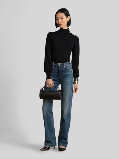 Vrouwenmodel draagt Slim Fit Turtleneck-Pullover uit een mix van katoen en modal van Lauren Ralph Lauren, Dames, zwart, voorkant volledige lichaamsweergave