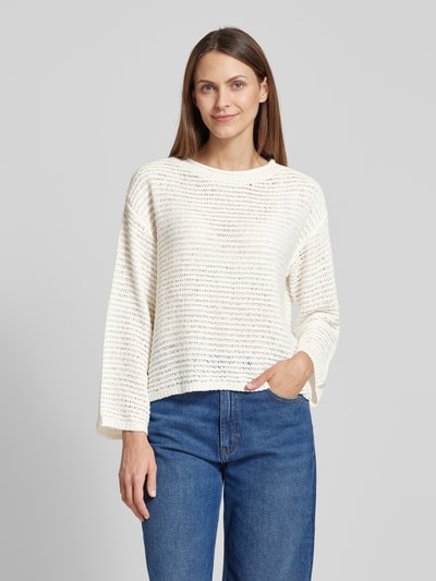 Tom Tailor Denim Regular Fit Pullover mit Lochmuster Offwhite 4