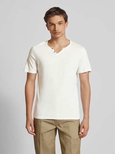 Jack & Jones T-shirt z dekoltem w serek model ‘SPLIT’ Biały 4