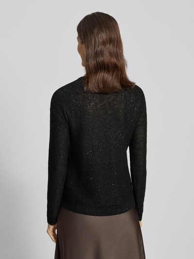 Brax Sweter z dzianiny z mieszanki wełny z cekinami model ‘Lesley’ Czarny 5