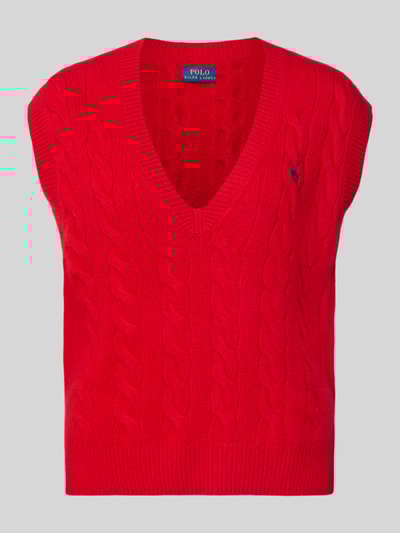 Polo Ralph Lauren Strickpullunder mit Zopfmuster Rot 2