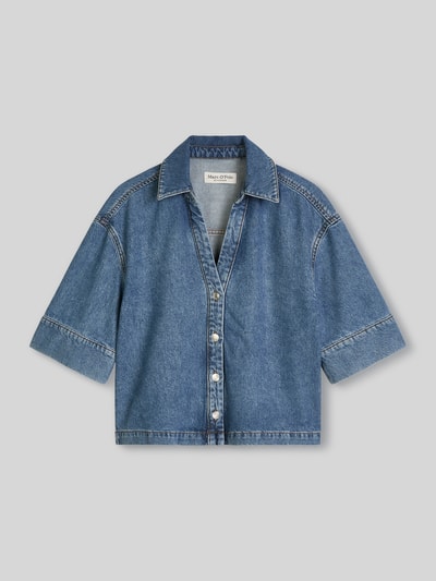 Marc O'Polo Regular Fit Kurzarmbluse aus Baumwolle-Lyocell-Mix Ocean Melange 2