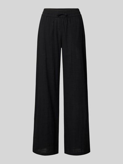 Produktfoto, Weite Hose aus Baumwoll-Leinen-Mix Modell 'CAIA' von Vero Moda in Schwarz, unifarben, Wide Leg, elastischer Bund, seitliche Taschen