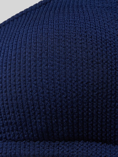 Produktfoto, Bikini-Oberteil mit Label-Detail Modell 'JUSTIN' von Banana Moon, dunkles Blau, strukturierte Material-Mischung mit Stretch-Anteil, körpernaher Schnitt