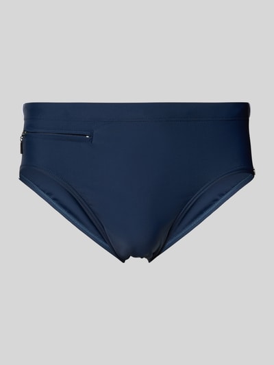 Schiesser Slim Fit Badehose mit Reißverschlusstasche Marine 1