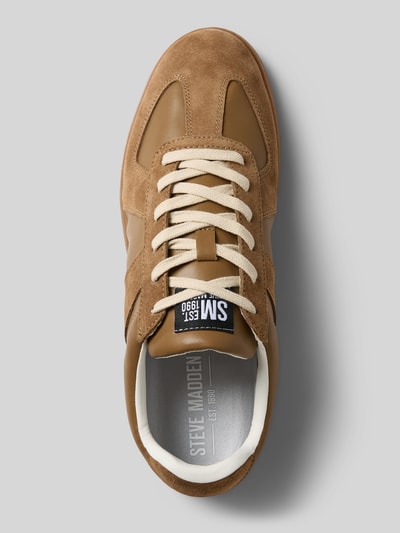 Produktfoto, Sneaker aus Leder mit Schnürung Modell 'Waltor' von Steve Madden in Braun mit abgerundeter Spitze, Label-Detail, Echtleder, Absatzhöhe 3 cm, Schafthöhe 8 cm, Schaftweite 8 cm