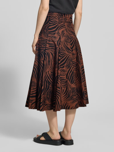 Max Mara Studio Ausgestellter Midi-Rock aus reiner Baumwolle Modell 'PANTEON' Mittelbraun 5