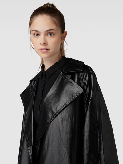 Calvin Klein Jeans Trenchcoat met strikceintuur, model 'GLOSSY' Zwart - 3