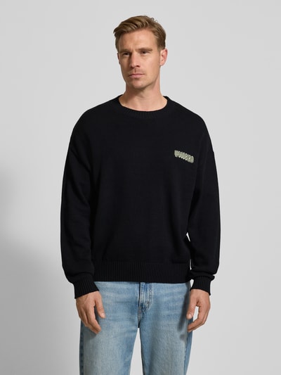 WOODBIRD Gebreide pullover met ribboorden, model 'Kurt' Zwart - 4