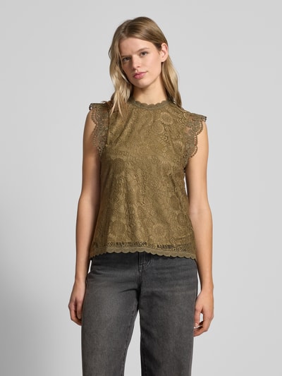 Pieces Regular fit top met kant, model 'COLLINE' Olijfgroen - 4