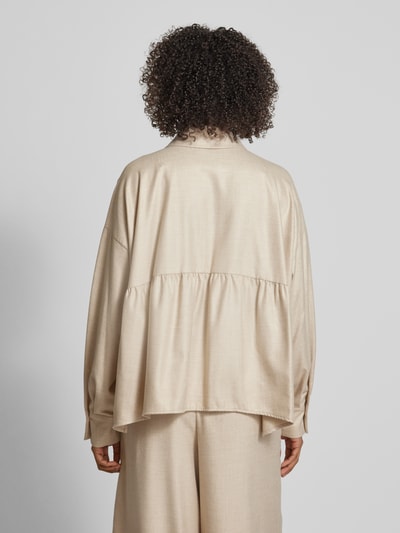 Drykorn Relaxed fit blouse met platte kraag, model 'FLANNA' Beige - 5