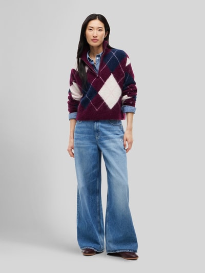 Tommy Jeans Regular Fit Pullover aus Alpaka-Woll-Mix Bordeaux 1