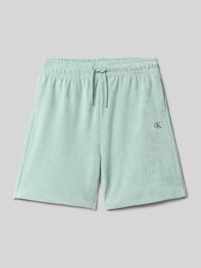 Calvin Klein Jeans Szorty o kroju regular fit z wyhaftowanym logo model ‘TOWELLING TEXTURE’ Limonkowy 1