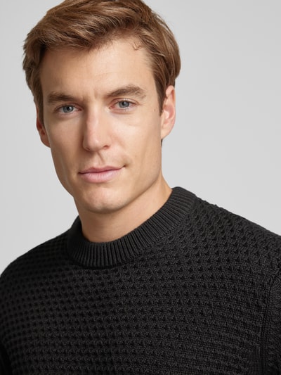 Casual Friday Strickpullover mit Strukturmuster Modell 'Karl' Black 3