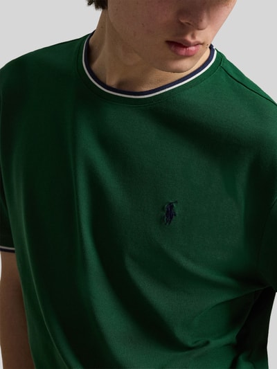 Polo Ralph Lauren Koszulka T-shirt z mieszanki bawełny w kroju regular fit z kontrastowymi paskami Zielony 3