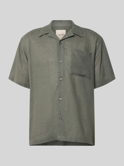 Produktfoto, Relaxed Fit Freizeithemd aus Leinen-Viskose-Mix Modell 'LAURENCE' von Only & Sons, Optik: Unifarben, Reverskragen, Einreihig, Kurzarm, Brusttasche, für Herren.
