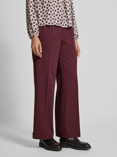 Zero Regular fit stoffen broek met persplooien Bordeaux - 4