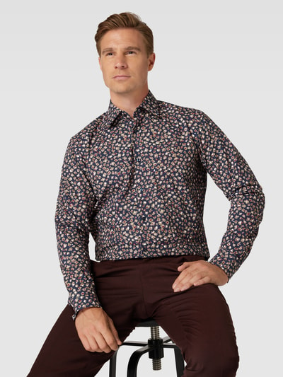 BOSS Regular fit zakelijk overhemd met all-over motief, model 'Joe' Bordeaux - 3