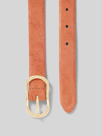 Produktfoto, pasek damski 'Gürtel aus echtem Rindsleder in Velours-Optik' od Weinmann, skóra bydlęca, krój slim fit, imitacja weluru, sprzączka, szerokość w rozmiarze 80: 2 cm, kolor łososiowy, faktura zamszowa