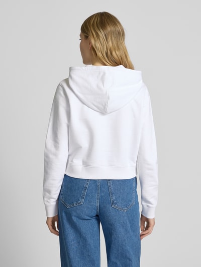 Guess Jeans Cropped Hoodie mit Label-Badges Weiss 5