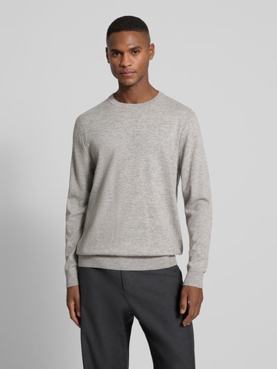 Profuomo Strickpullover aus Woll-Mix mit Rundhalsausschnitt Hellgrau 4